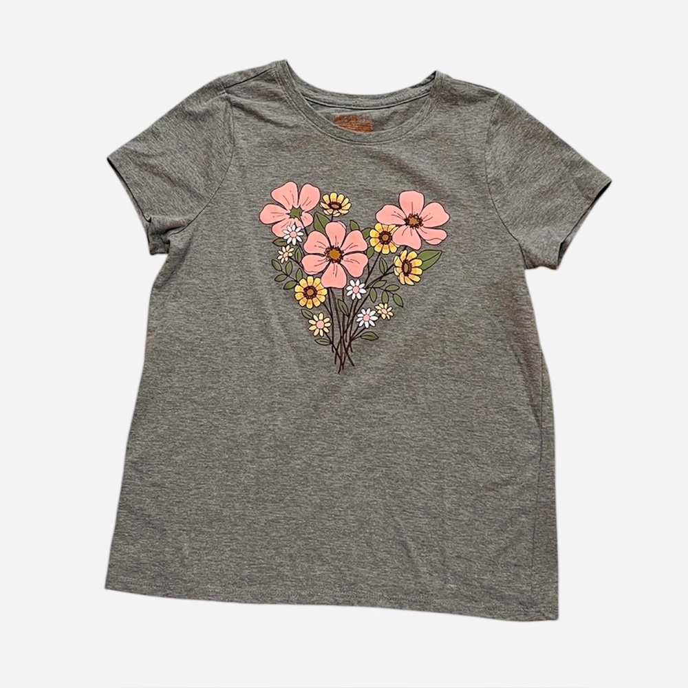 Cat & Jack L(10/12) short sleeve graphic tee flowers